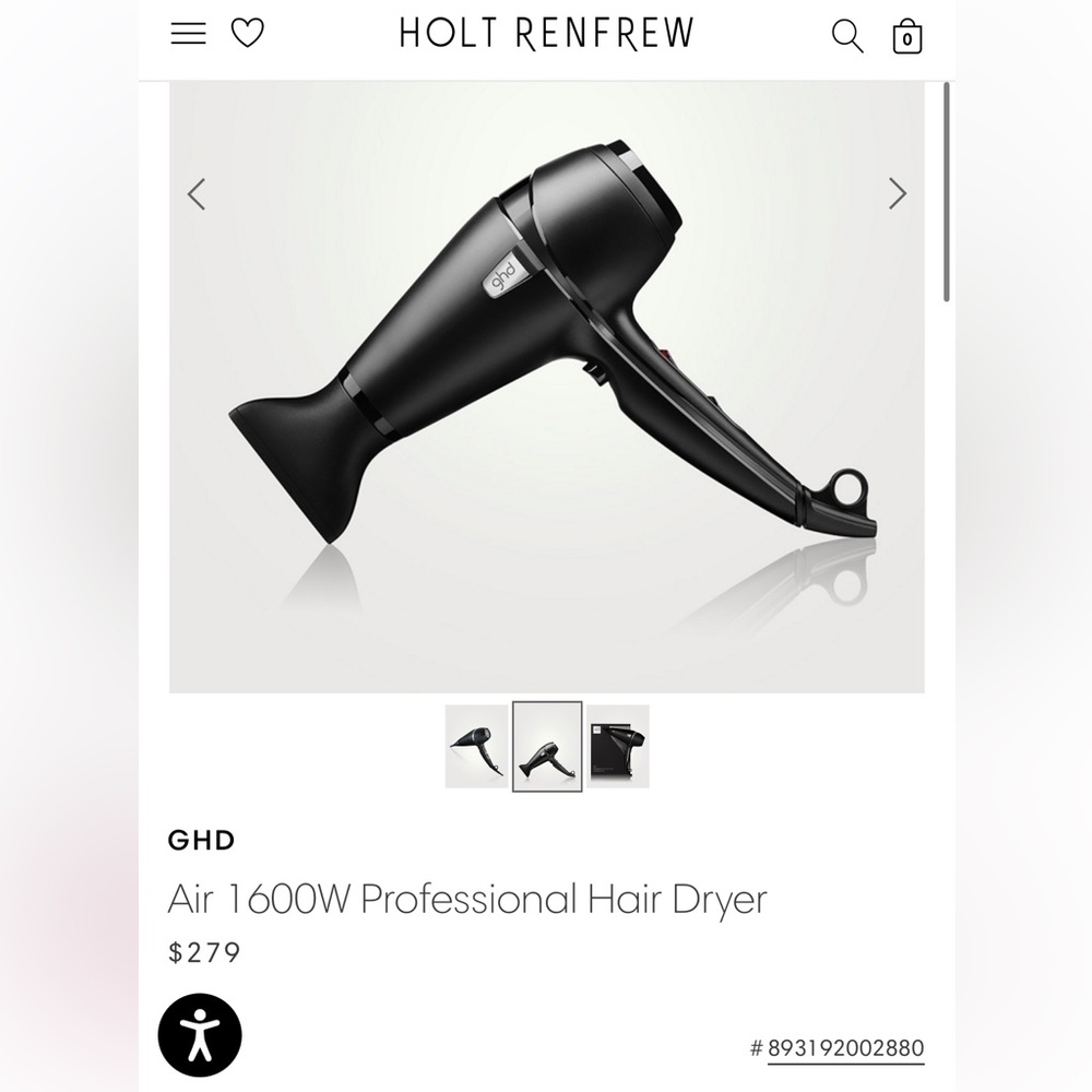 GHD Air 1.0 1600W Professional Hair Dryer black